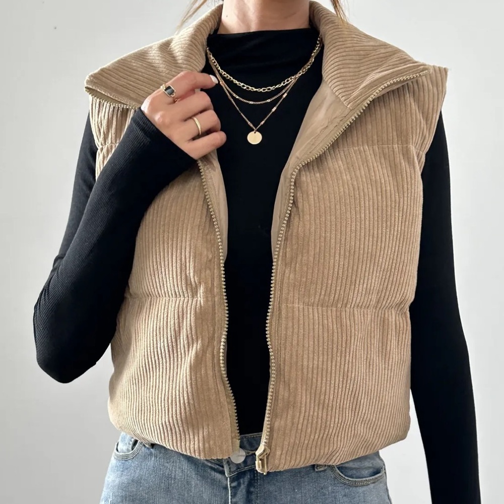 Women’s Casual Padded Vest with Stand Collar
